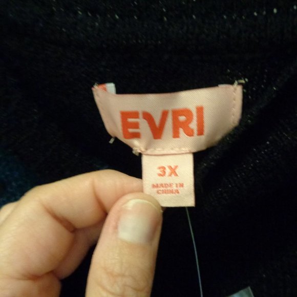 NEW EVRI Sweater Size 3X Black & Teal Crewneck Women's Plus - Picture 6 of 9